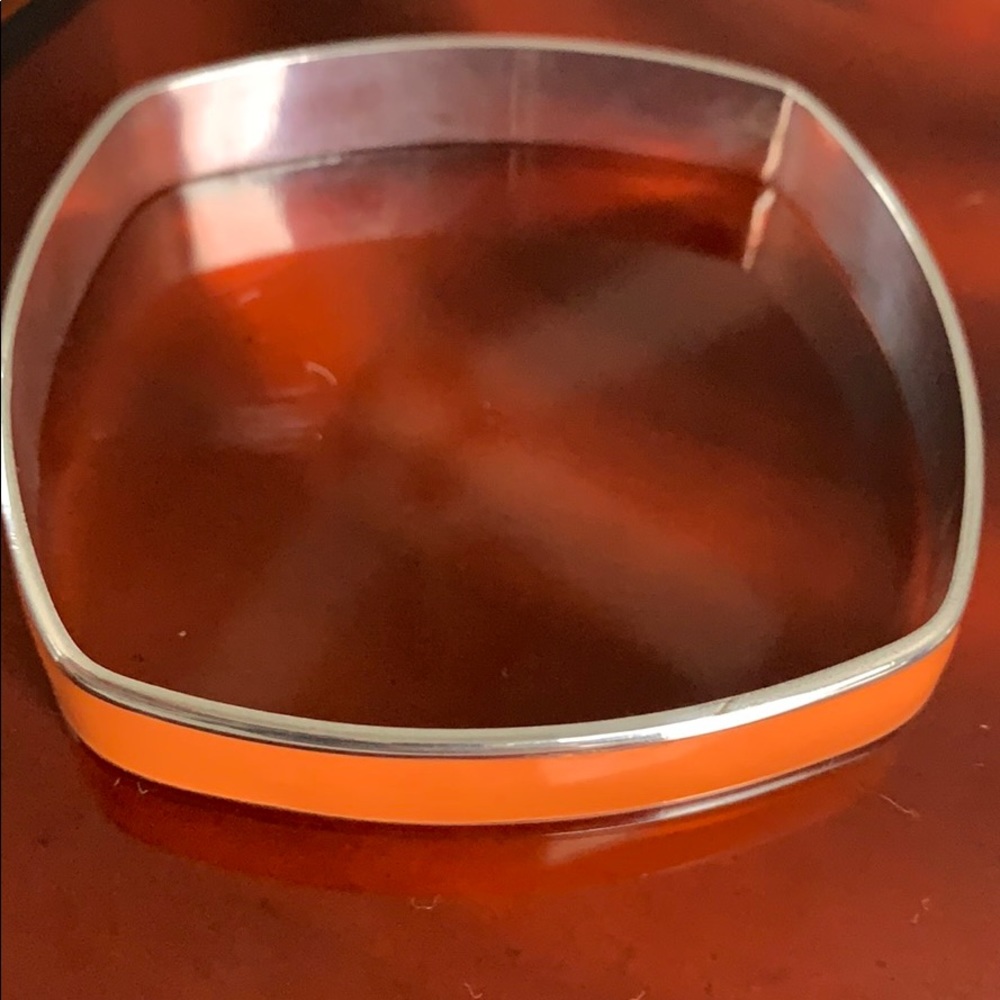 Sterling Silver Orange Square Bangle Bracelet